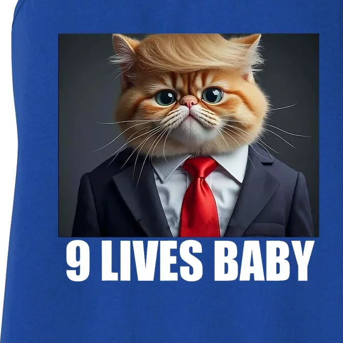 Cat Trump 9 Lives Baby Women's Racerback Tank