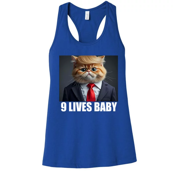 Cat Trump 9 Lives Baby Women's Racerback Tank