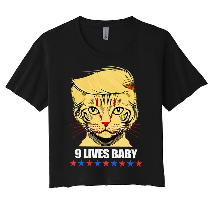 Cat Trump 9 Lives Baby Women's Crop Top Tee