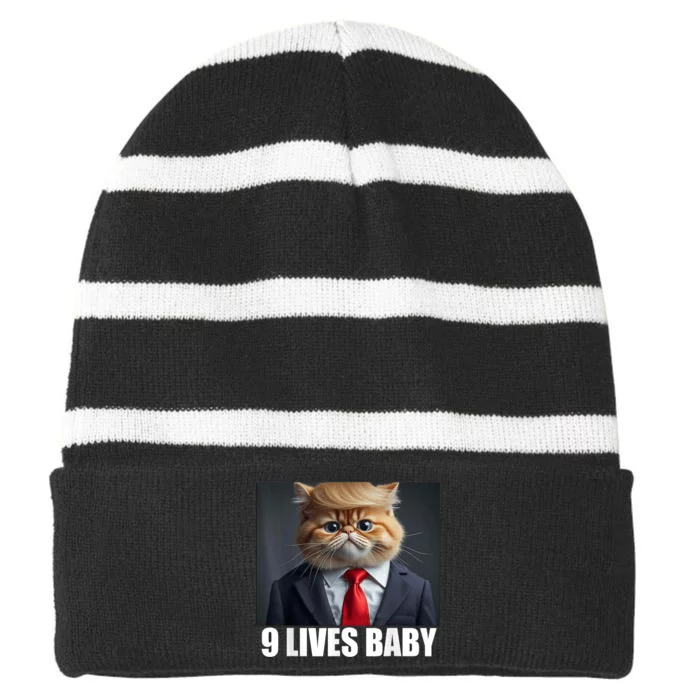 Cat Trump 9 Lives Baby Funny Striped Beanie with Solid Band