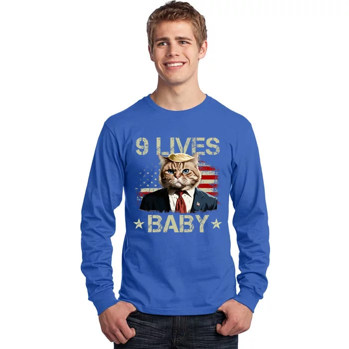 Cat Trump 9 Lives Baby Funny Trump Cat 9 Lives Baby Tall Long Sleeve T-Shirt