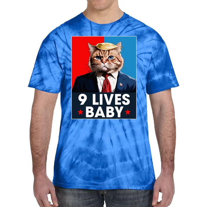 Cat Trump 9 Lives Baby Funny Trump Cat 9 Lives Baby Tie-Dye T-Shirt