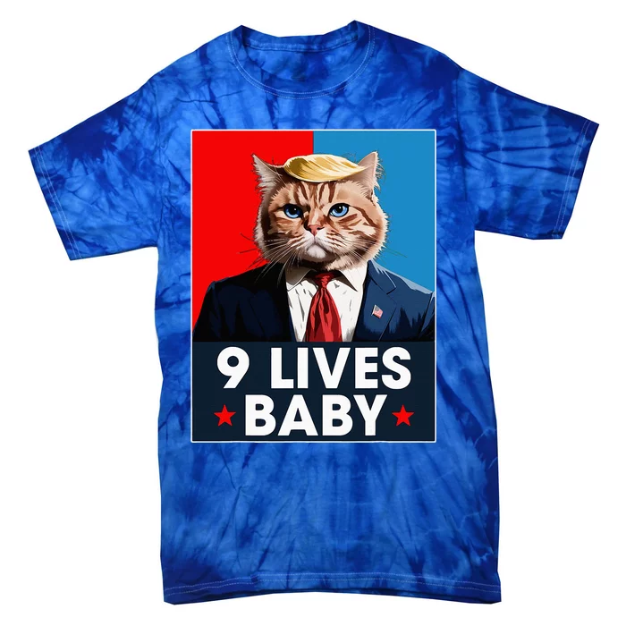 Cat Trump 9 Lives Baby Funny Trump Cat 9 Lives Baby Tie-Dye T-Shirt