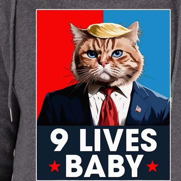 Cat Trump 9 Lives Baby Funny Trump Cat 9 Lives Baby Womens Funnel Neck Pullover Hood