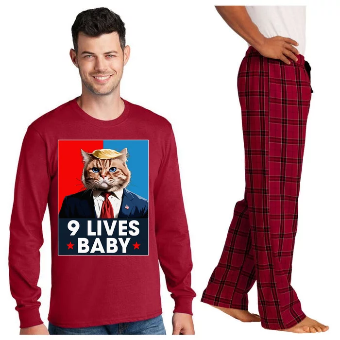 Cat Trump 9 Lives Baby Funny Trump Cat 9 Lives Baby Long Sleeve Pajama Set