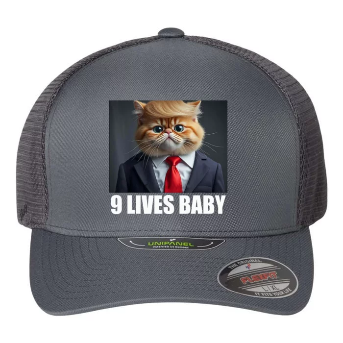 Cat Trump 9 Lives Baby Flexfit Unipanel Trucker Cap