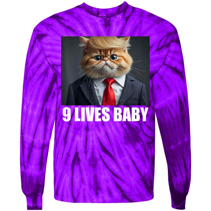 Cat Trump 9 Lives Baby Tie-Dye Long Sleeve Shirt