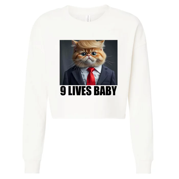 Cat Trump 9 Lives Baby Cropped Pullover Crew