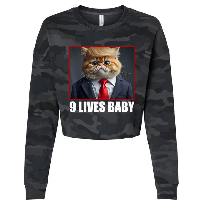 Cat Trump 9 Lives Baby Cropped Pullover Crew