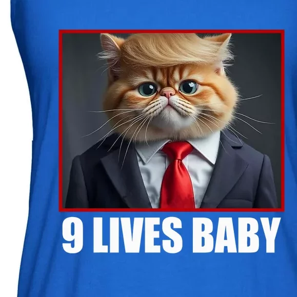 Cat Trump 9 Lives Baby Ladies Essential Flowy Tank