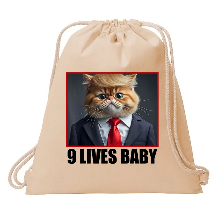 Cat Trump 9 Lives Baby Drawstring Bag