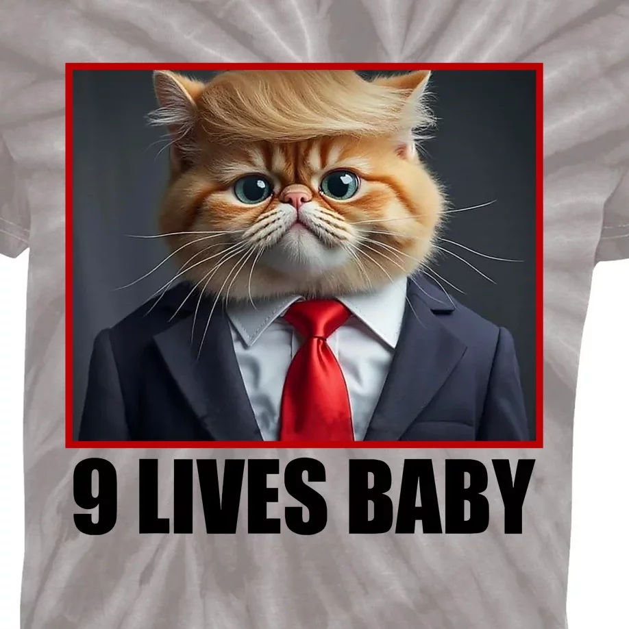 Cat Trump 9 Lives Baby Kids Tie-Dye T-Shirt