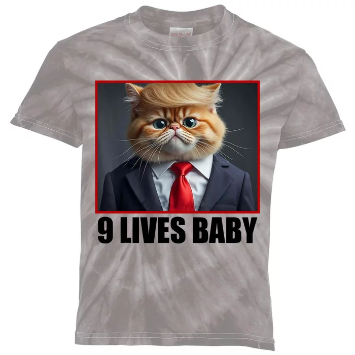 Cat Trump 9 Lives Baby Kids Tie-Dye T-Shirt