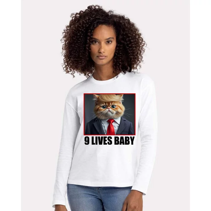 Cat Trump 9 Lives Baby Womens Cotton Relaxed Long Sleeve T-Shirt