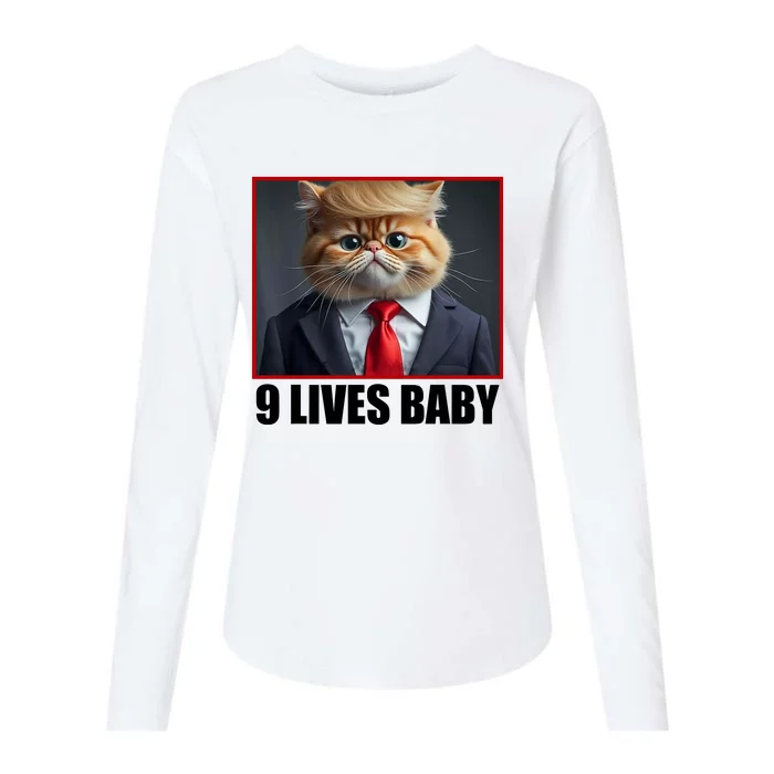 Cat Trump 9 Lives Baby Womens Cotton Relaxed Long Sleeve T-Shirt