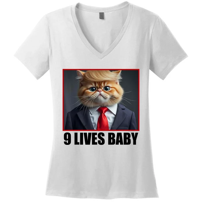 Cat Trump 9 Lives Baby Women's V-Neck T-Shirt