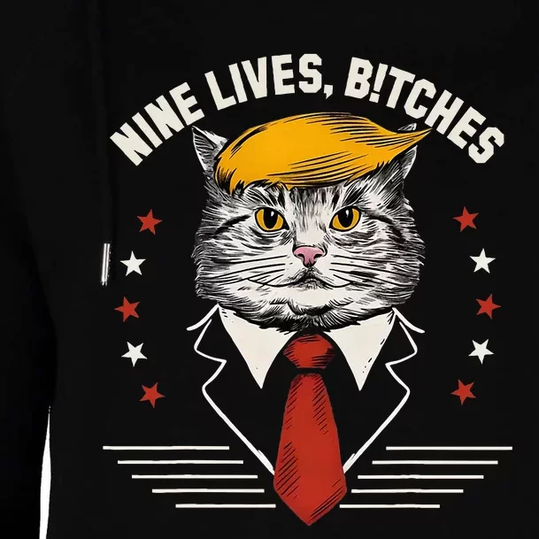 Cat Trump 9 Lives Womens Funnel Neck Pullover Hood