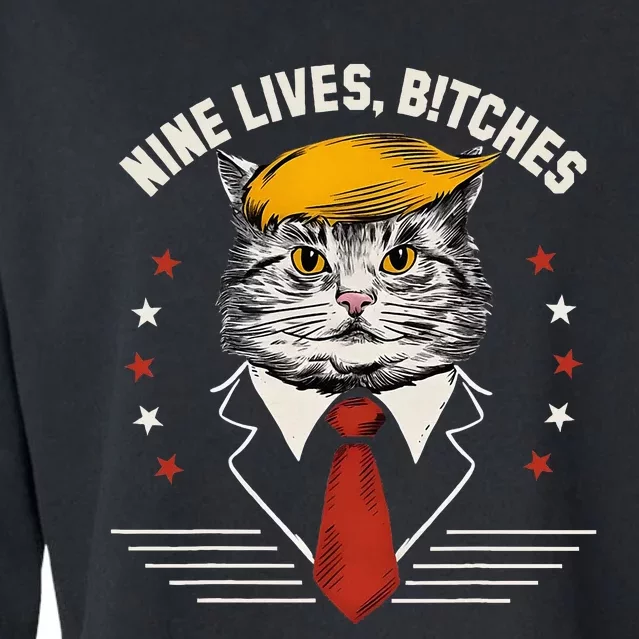 Cat Trump 9 Lives Cropped Pullover Crew