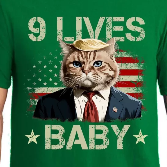 Cat Trump 9 Lives Baby Funny Trump Cat 9 Lives Baby Pajama Set