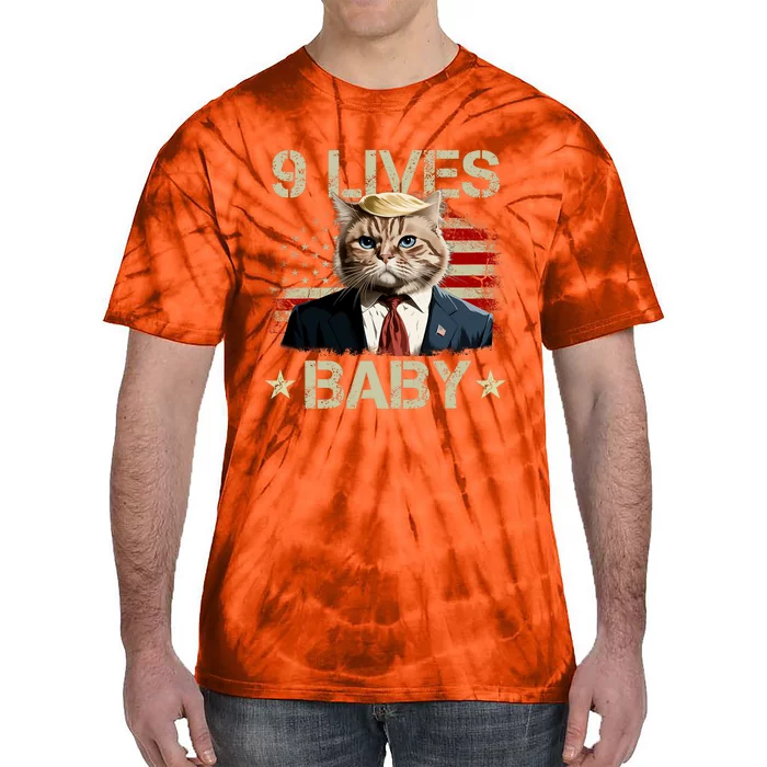 Cat Trump 9 Lives Baby Funny Trump Cat 9 Lives Baby Tie-Dye T-Shirt