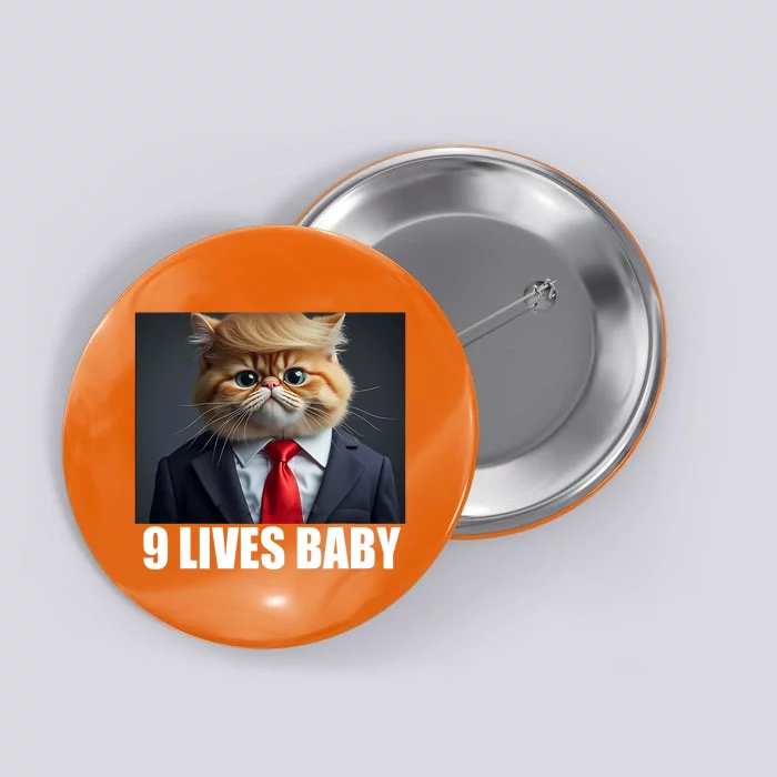 Cat Trump 9 Lives Baby Button