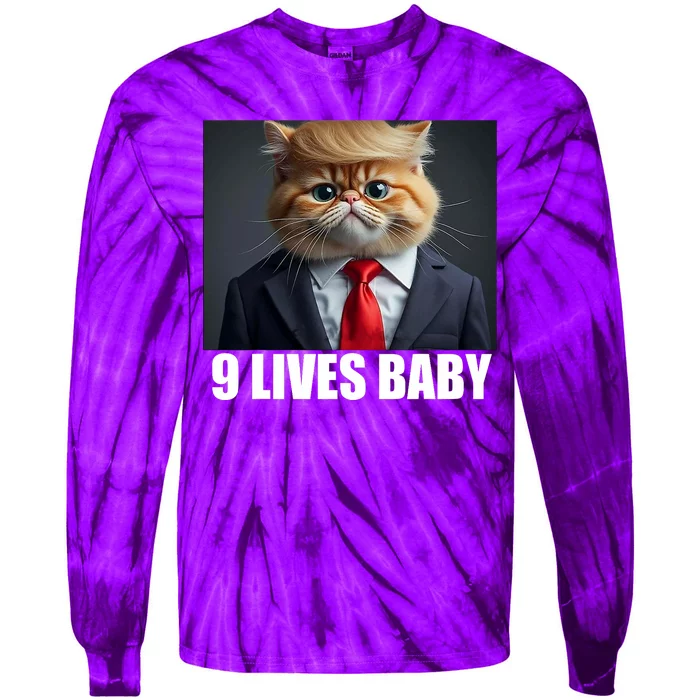 Cat Trump 9 Lives Baby Tie-Dye Long Sleeve Shirt