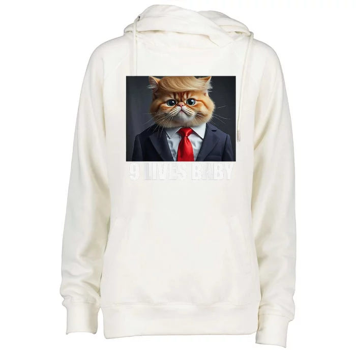 Cat Trump 9 Lives Baby Womens Funnel Neck Pullover Hood