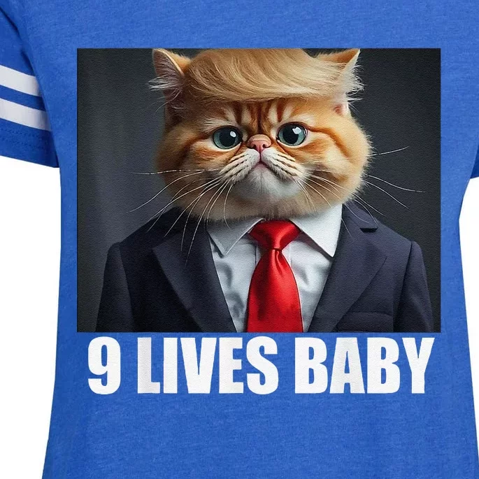 Cat Trump 9 Lives Baby Enza Ladies Jersey Football T-Shirt