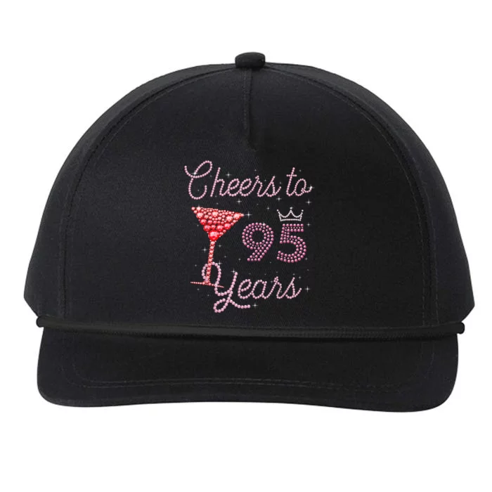 Cheers To 95 Years 95th Birthday Present 95 Years Old Bday Snapback Five-Panel Rope Hat