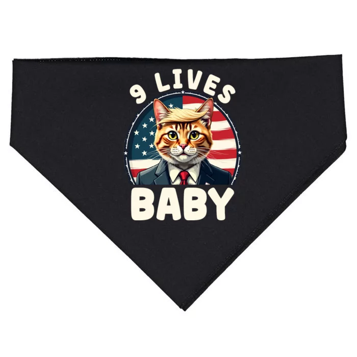 Cat Trumped 9 Lives Illustration USA-Made Doggie Bandana