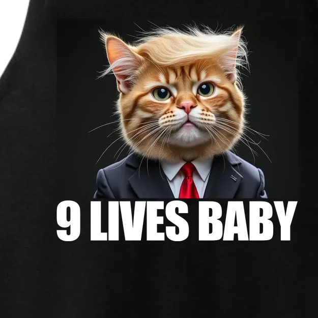 Cat Trump 9 Lives Baby Ladies Tri-Blend Wicking Tank