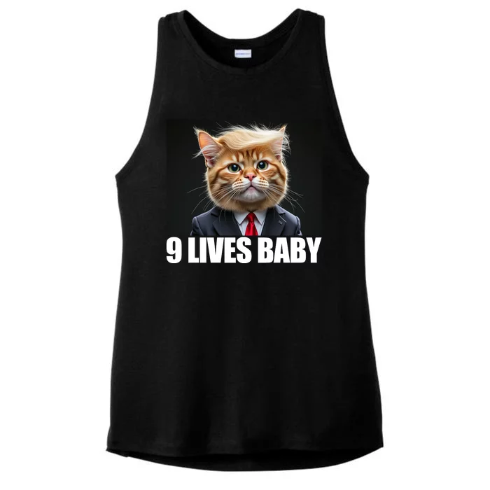 Cat Trump 9 Lives Baby Ladies Tri-Blend Wicking Tank