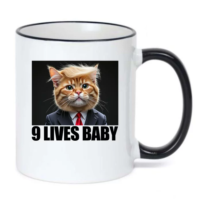 Cat Trump 9 Lives Baby Black Color Changing Mug