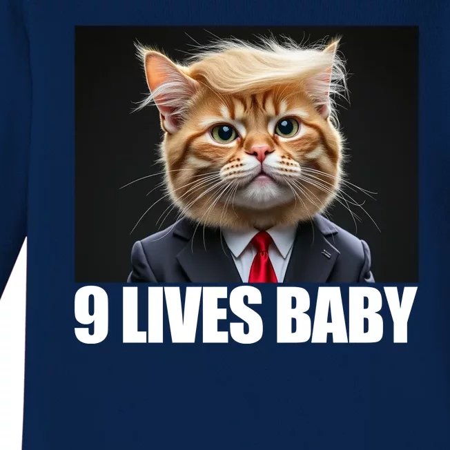 Cat Trump 9 Lives Baby Baby Long Sleeve Bodysuit