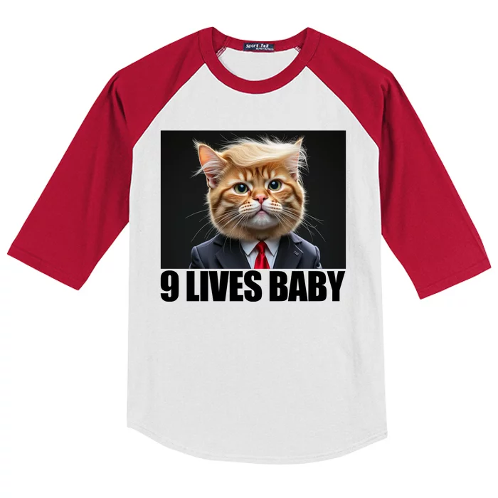 Cat Trump 9 Lives Baby Kids Colorblock Raglan Jersey