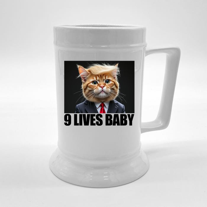 Cat Trump 9 Lives Baby Front & Back Beer Stein