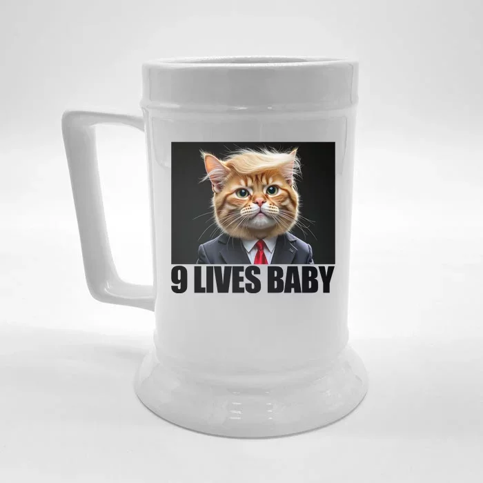 Cat Trump 9 Lives Baby Front & Back Beer Stein