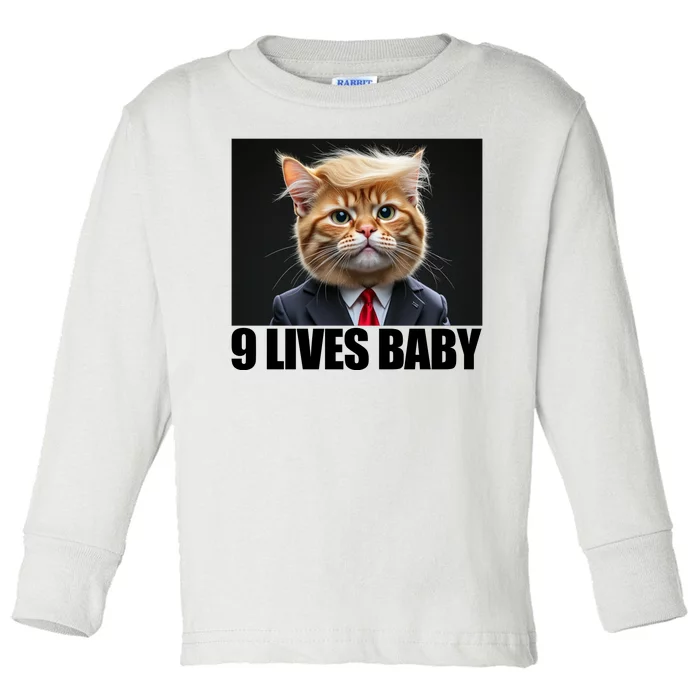 Cat Trump 9 Lives Baby Toddler Long Sleeve Shirt