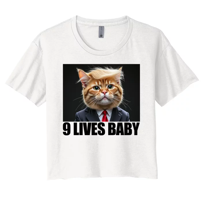 Cat Trump 9 Lives Baby Women's Crop Top Tee