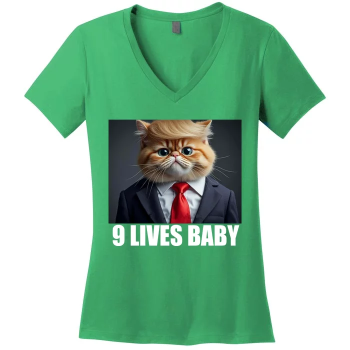 Cat Trump 9 Lives Baby Women's V-Neck T-Shirt