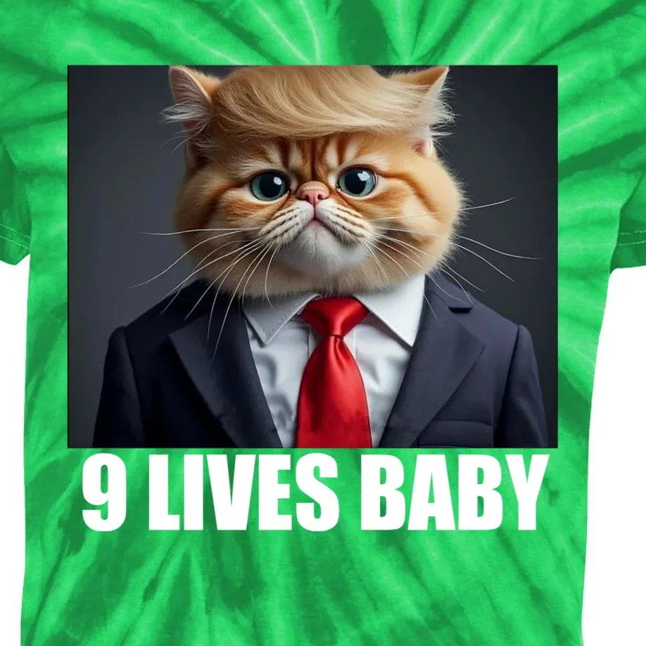 Cat Trump 9 Lives Baby Kids Tie-Dye T-Shirt