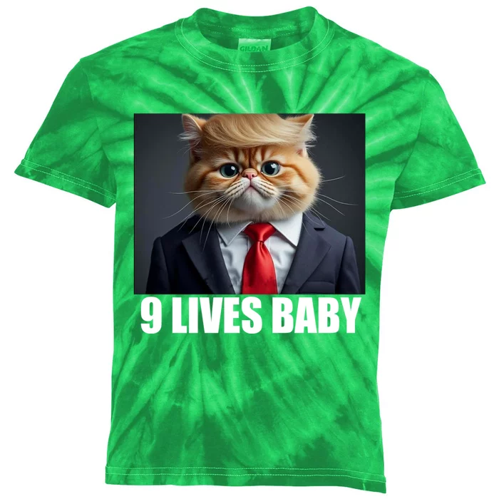 Cat Trump 9 Lives Baby Kids Tie-Dye T-Shirt