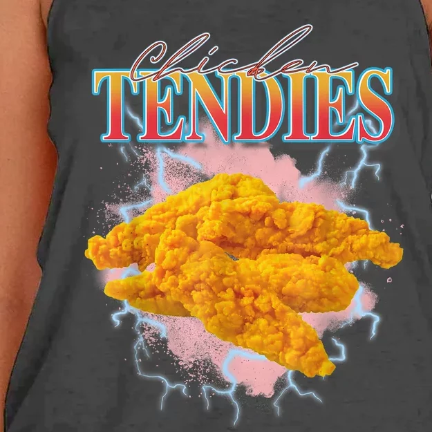 Chicken Tendies 90s Bootleg Style Foodie Funny Meme Women's Knotted Racerback Tank