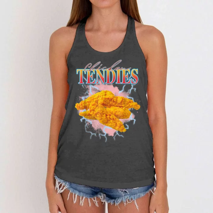 Chicken Tendies 90s Bootleg Style Foodie Funny Meme Women's Knotted Racerback Tank