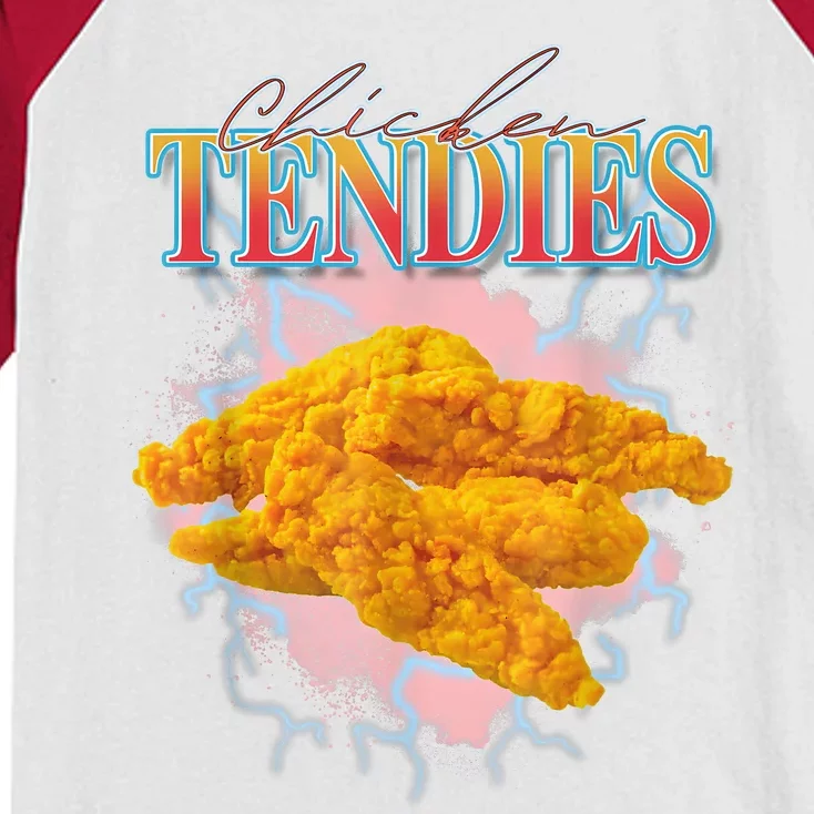 Chicken Tendies 90s Bootleg Style Foodie Funny Meme Kids Colorblock Raglan Jersey