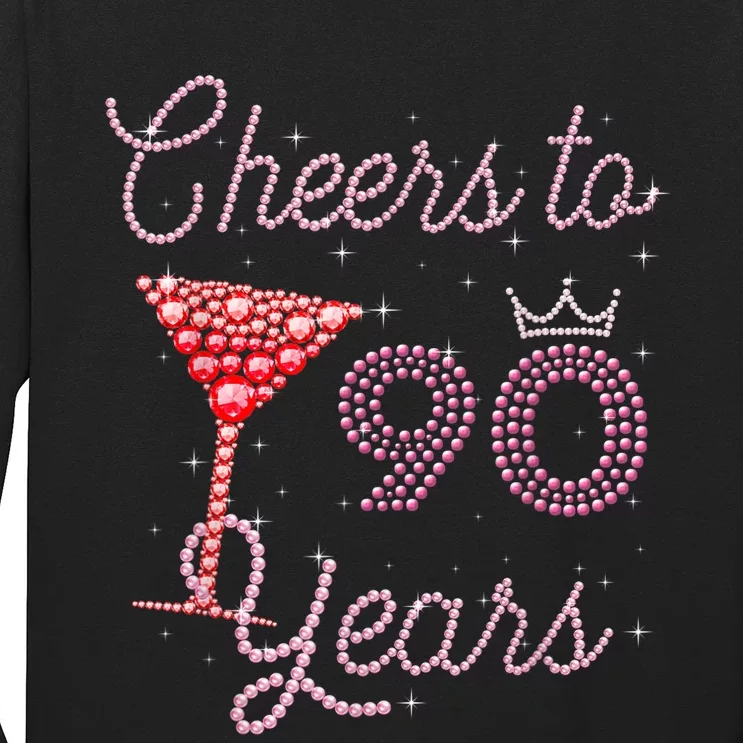 Cheers To 90 Years 90th Birthday 90 Years Old Bday Long Sleeve Shirt