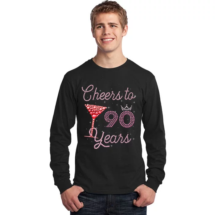 Cheers To 90 Years 90th Birthday 90 Years Old Bday Tall Long Sleeve T-Shirt