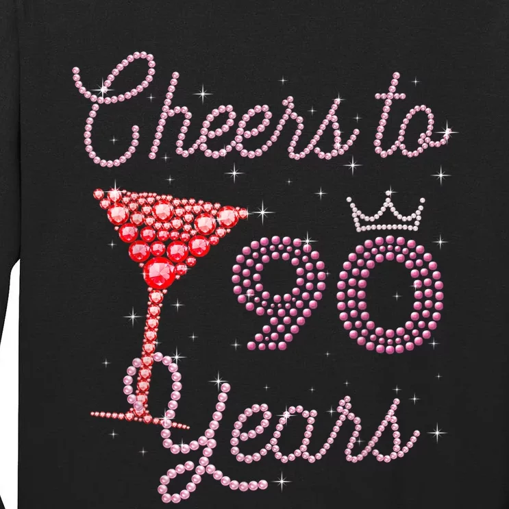 Cheers To 90 Years 90th Birthday 90 Years Old Bday Tall Long Sleeve T-Shirt