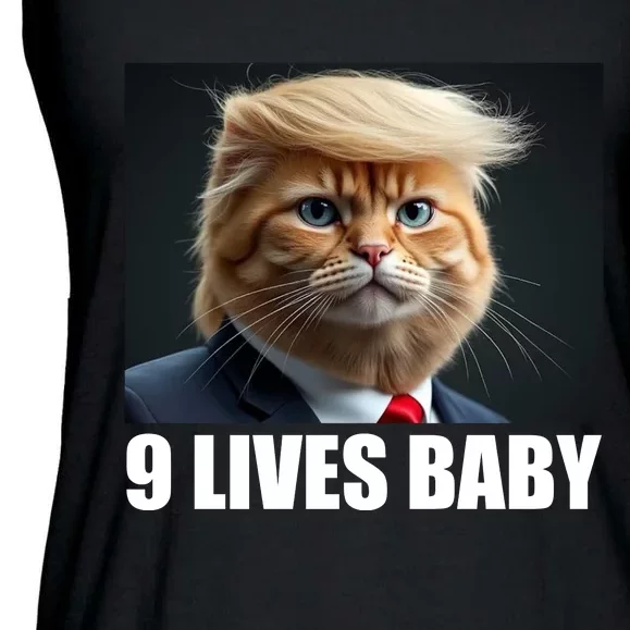 Cat Trump 9 Lives Baby Ladies Essential Flowy Tank