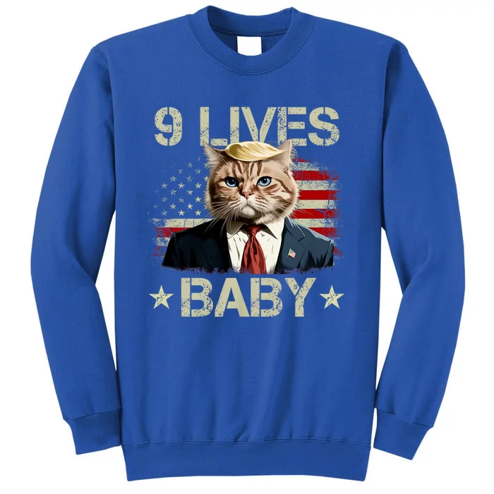 Cat Trump 9 Lives Baby Funny Trump Cat Tall Sweatshirt